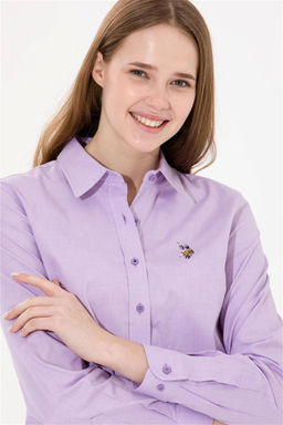 Женская сиреневая базовая рубашка с длинным рукавом - U.s. polo assn фото 8