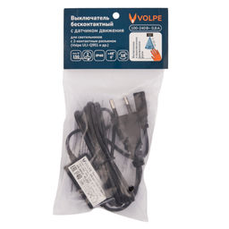 USN-Q851 150W/2P/2M BLACK Выключатель бесконтактный для подключения светильников ULI-Q151, ULI-Q951 к сети 220В. Провод 200 см, 2 контакта. Цвет черный. TM Volpe