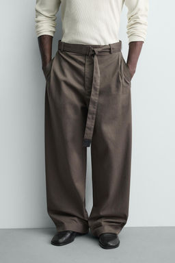PANTAL?N WIDE FIT CINTUR?N / Gris topo - Zara фото 2