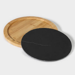 Блюдо для подачи Magistro Valley, d=30 см, сланец, бамбук фото 3