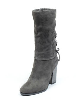 02-YF189-201M DK.GREY Полусапоги зимние женские (натуральная замша, натуральный мех (еврозима))