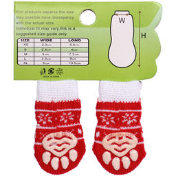 Цена за 5 шт. Носочки для животных "LAPUSIK", принт олененок, цвет красный, размер s, 2,5см