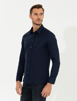 Lacivert Slim Fit Oxford G_mlek