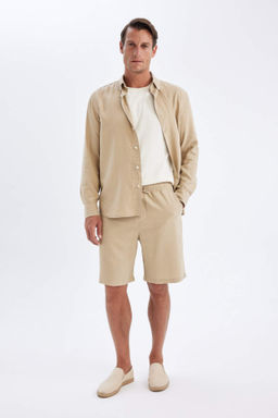 Relax Fit Keten Kar?s?ml? Bermuda Sort - Defacto фото 2