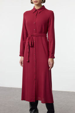 TRENDYOLMILLA Siyah Kusakl? Viskon Midi Dokuma Gomlek Elbise TWOAW25EL00436  фото 13