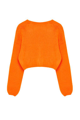 Turuncu Yumusak Dokulu Desenli Triko H?rka TWOAW22HI0026