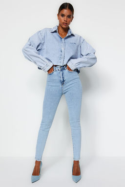 Ac?k Mavi Yuksek Bel Skinny Jeans TWOSS23JE00072 - Trendyolmilla фото 2