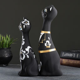 Набор фигурок керамика «Love Коты», 2 шт., чёрные, 7×9×24 см