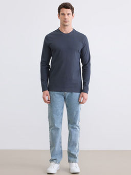 Bisiklet Yaka Uzun Kollu Ribana Erkek Ti??rt