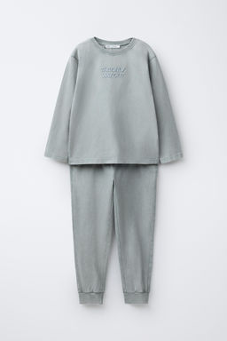AGES 6-14 / WASHED EFFECT PYJAMAS WITH EMBROIDERED TEXT - Zara фото 9