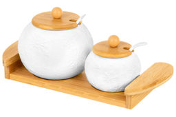 Набор - сахарница 550 мл + солонка 170 мл 27*11,5*12 см Снежинки + 2 ложки, на дер подстав - Elan gallery фото 16