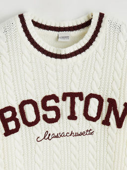 Bisiklet Yaka Nak??l? K?z ?ocuk Triko Kazak