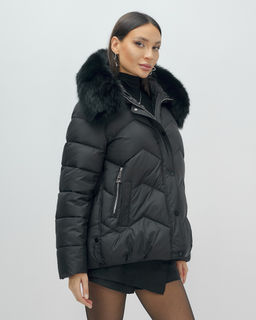 Куртка зимняя женская с мехом и капюшоном тренд черного цвета 7759Ch Бренд: Visdeer - Mtforce фото 4