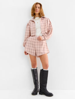 Костюм женский (блузка, шорты) MINAKU: Casual Collection, розовая клетка, размер 44