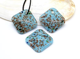 Подвеска муранское стекло ромб 50*50мм цв.голубой