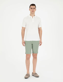 Ye_il Slim Fit %100 Keten Beli Lastikli Ba_c_kl_ Dokuma _ort