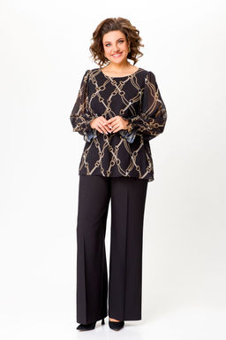 Блуза Swallow 803.2 черный+серебряный узор фото 751