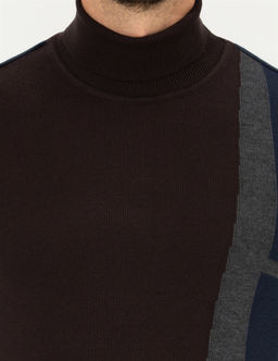 Kahverengi Slim Fit Bal_k__ Yaka Triko Kazak - Pierre cardin фото 6