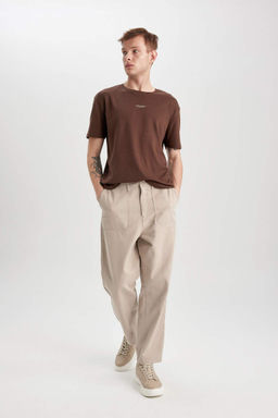 Мешковатые прямые брюки из габардина прямого кроя - Defacto фото 3