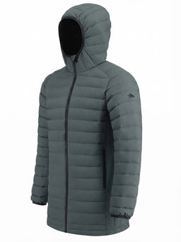 Куртка мужская удлинённая стёганая с капюшоном и графеновой подкладкой утеплитель тинсулейт