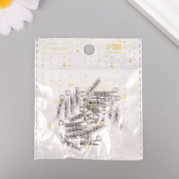 Цена за 20 шт. Металлический элемент, декоративная подвеска «Арт Узор. Прищепка», серебро, 1.9×0.7 см