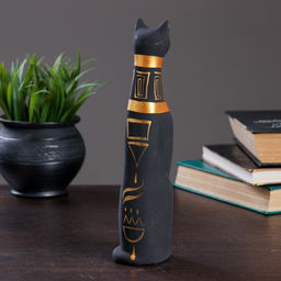 Фигура керамика «Кот Египетский», роспись, чёрный, 5×6.5×22.5 см