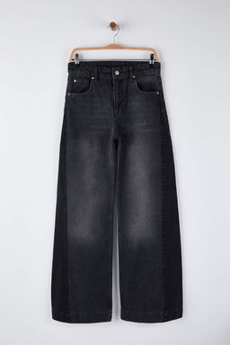 Ozel Koleksiyon Mavi Yuksek Bel Renk Bloklu Wide Leg Genis Paca Jeans TWOAW26JE00099 - Trendyolmilla фото 7