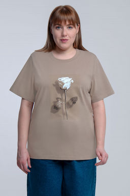 Арт. 31137 Футболка женская оверсайз 50-58 (5 шт) Цвет:бежевый - Калинка фото 2