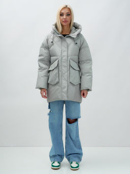 Куртка летучая мышь женская с капюшоном зимняя зеленого цвета 9617Z - Mtforce фото 2