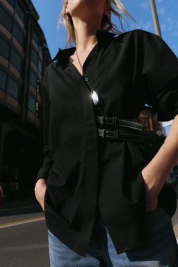 POPLIN SHIRT WITH TABS - Zara фото 5