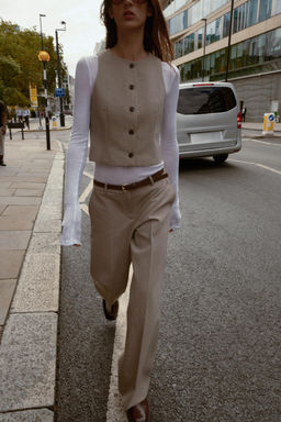 CHECK TROUSERS WITH BELT - Zara фото 3