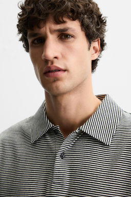 STRIPED LINEN/COTTON POLO SHIRT - Zara фото 5