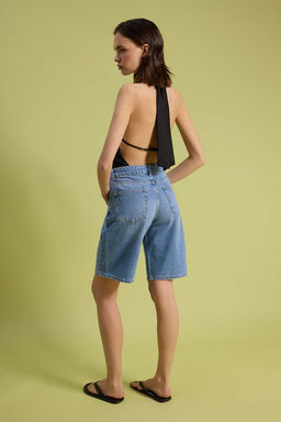 Mavi Yuksek Bel Denim Bermuda TWOSS26SR00106 - Trendyolmilla фото 8