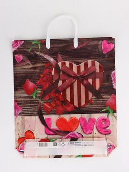 Цена за 5 шт. Пакет "С любовью, полиэтиленовый с вырубной ручкой, пласт. 38х44 см, 90 мкм