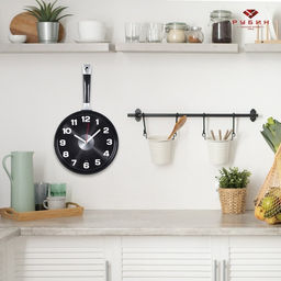 Часы настенные интерьерные «Сковорода», для кухни, бесшумные, 25×43 см, чёрные, от батарейки 1×АА