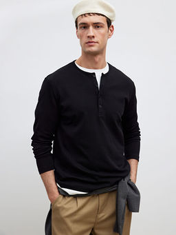 D??meli Bisiklet Yaka Yaka Uzun Kollu Erkek Ti??rt