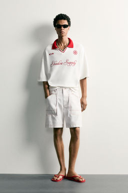 POLO RELAXED FIT F?TBOL RETRO / Rojo / Blanco