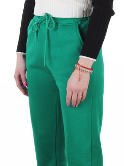 2830 GREEN Брюки спортивные утепленные женские (85% хлопок, 10% полиэстер, 5% спандекс)