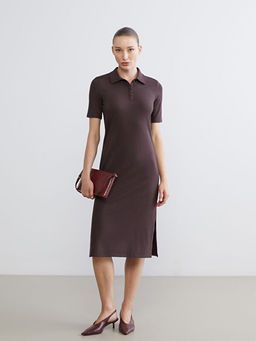 Polo Yaka A Kesim Modal Kar???ml? Elbise