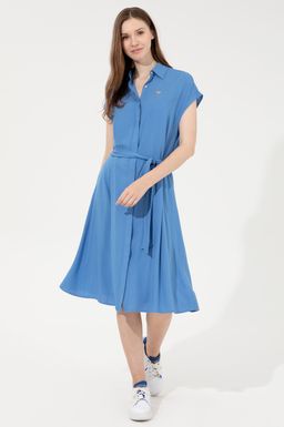 Женское синее тканое платье - U.s. polo assn фото 2