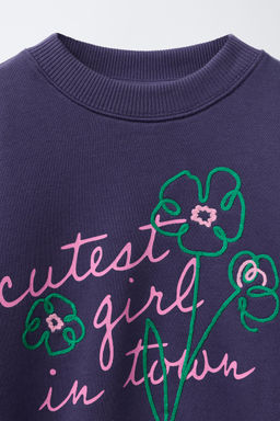 SWEATSHIRT WITH EMBROIDERED SLOGAN - Zara фото 3