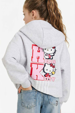 Hello Kitty Oversize Geni_ Kal_p Kap__onlu S_rt Bask_l_ __i Yumu_ak T_yl_ Sweatshirt K_z _ocuk