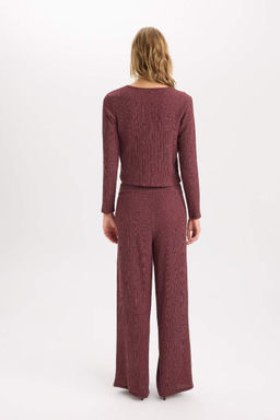 Широкие брюки Широкие брюки Базовые прямые мятые брюки с гибкой талией - Defacto фото 6