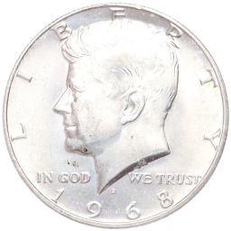 Монета 1/2 доллара (50 центов) 1968 года D США