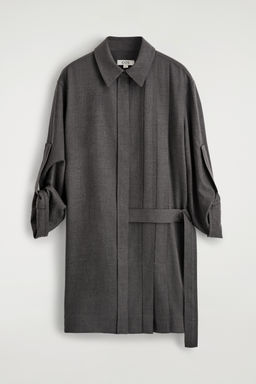 VESTIDO CAMISERO DE LANA CON TABLAS