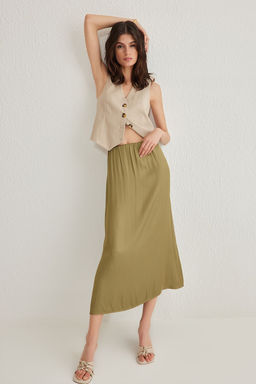 TRENDYOLMILLA Haki Saten Kumas A-line Midi Boy Dokuma Etek TWOSS25ET00016 фото 2