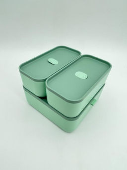 Ланчбокс "Sistem lunch", зелёный, 2 яруса, 3 отделения (1800 мл)