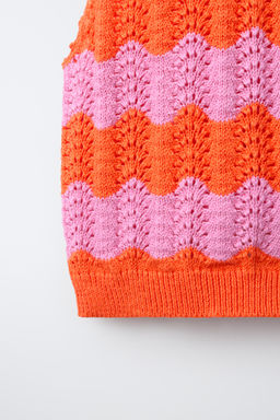 TOP PUNTO CROCHET RAYAS / Naranja fl?or - Zara фото 7