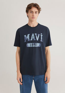 Mavi 1991 Bask?l? Lacivert Tisort  фото 2