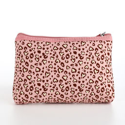 Косметичка на молнии плоская, маленькая, с ручкой, с леопардовым принтом, розовая - Simaland фото 2